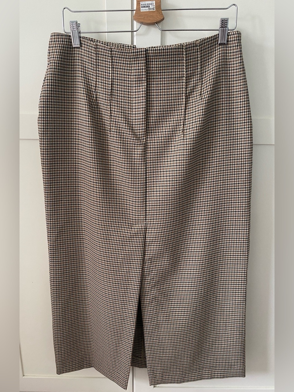 NWOT Zara Brown Black Houndstooth Pencil Skirt XL | Preppy Fall Workwear Classic